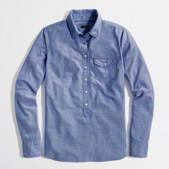 J. Crew Tops - J. Crew Blue Oxford Popover Shirt